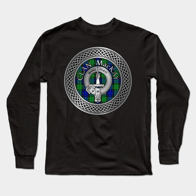 Clan MacKay Crest & Tartan Knot Long Sleeve T-Shirt by Taylor'd Designs